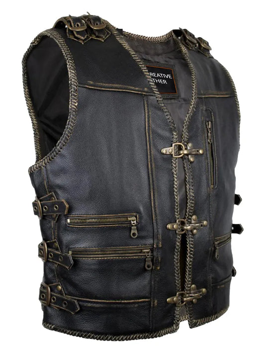 Handmade Mens Genuine Leather Biker Vest