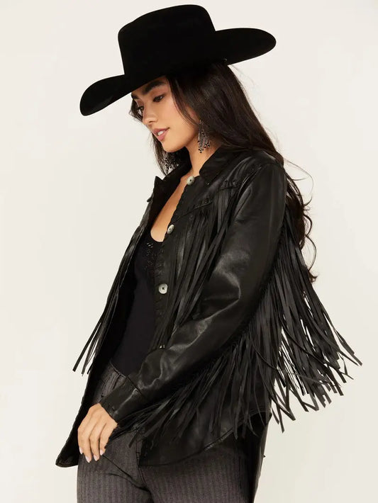 Women’s Amburn Leather Fringe Shacket
