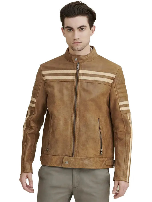 Mens Genuine Leather Biker Jacket