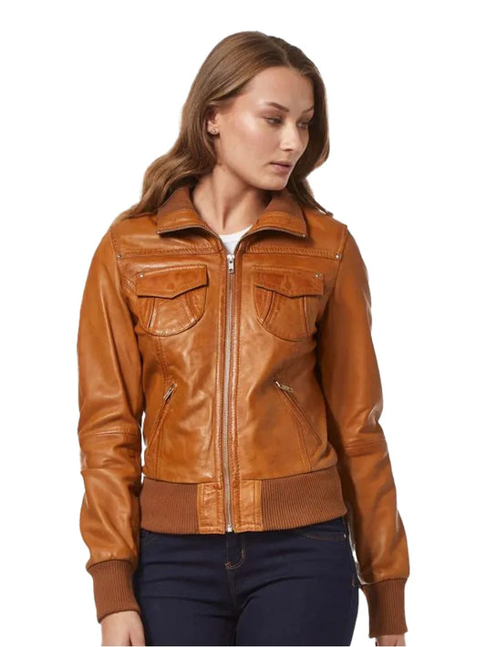 Women Casual Lambskin Leather Jacket