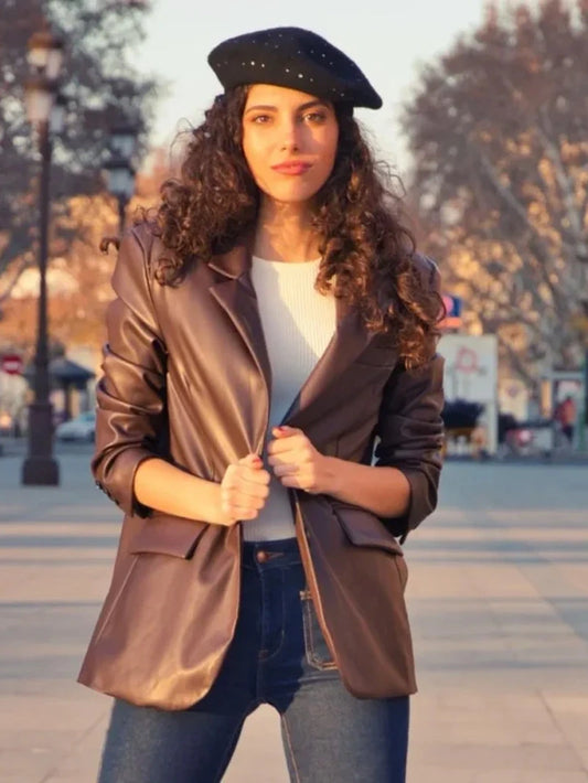 Women’s Leather Blazer Coat