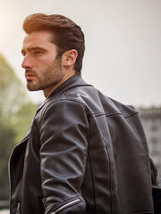 Men’s Black Leather Motorbike Jacket