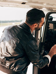 Men Leather Bomber Jacket