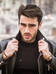 Men’s Black Leather Motorbike Jacket