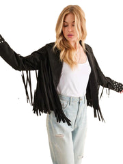 Studded Fringe Open Western Jacket