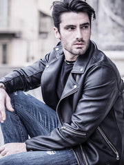 Men’s Black Leather Motorbike Jacket