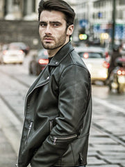 Men’s Black Leather Motorbike Jacket