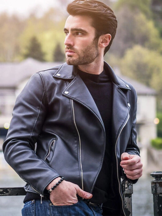 Men’s Black Leather Motorbike Jacket