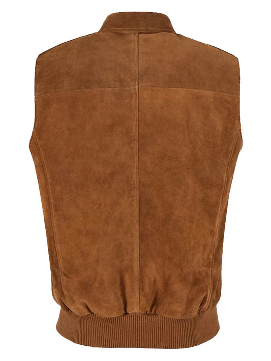 Tan Suede Collar Leather vest