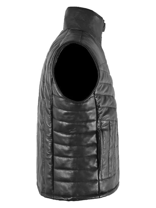 Black Lambskin Puffer Vest