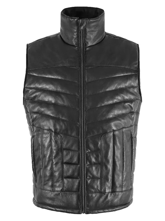 Black Lambskin Puffer Vest