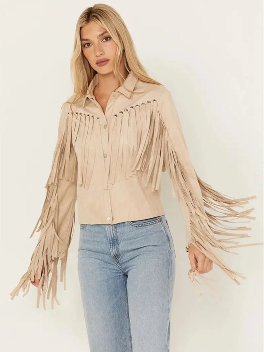 Blue B Women’s Grommet Suede Fringe Jacket
