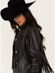 Women’s Amburn Leather Fringe Shacket