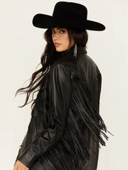 Women’s Amburn Leather Fringe Shacket