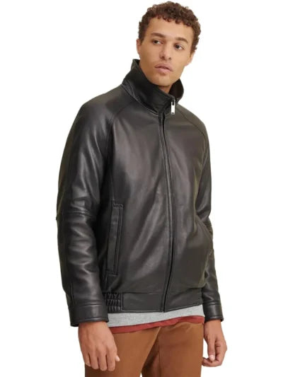Leather Bomber Jacket with Thinsulate Lining