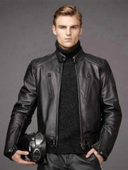 Men’s Black Cafe Racer Leather Jacket