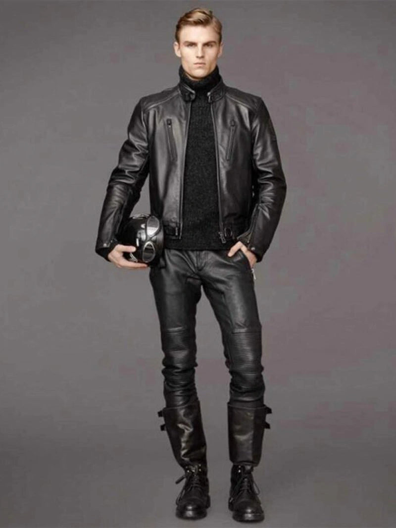 Men’s Black Cafe Racer Leather Jacket