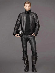 Men’s Black Cafe Racer Leather Jacket