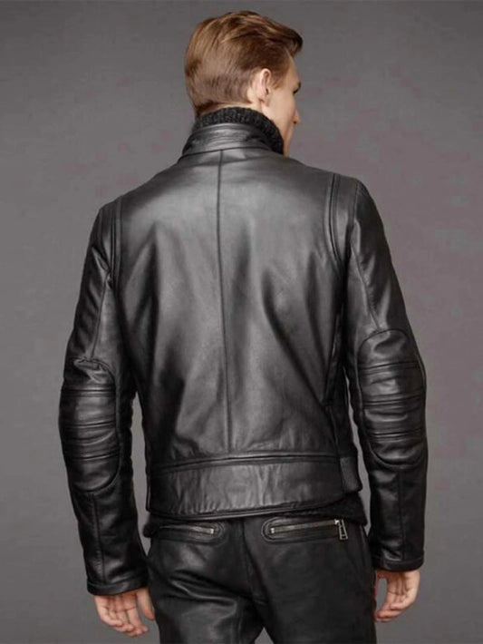 Men’s Black Cafe Racer Leather Jacket