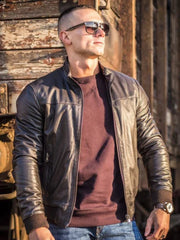 Men’s Cafe Racer Bomber Leather Jacket