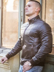 Men’s Cafe Racer Bomber Leather Jacket
