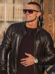 Men’s Cafe Racer Bomber Leather Jacket