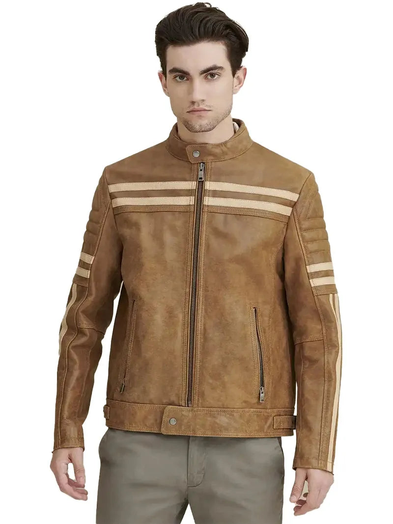 Mens Genuine Leather Biker Jacket