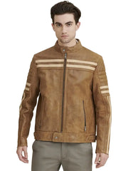 Mens Genuine Leather Biker Jacket