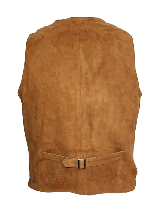 Mens Goat Suede Classic Smart Tan Leather Waistcoat