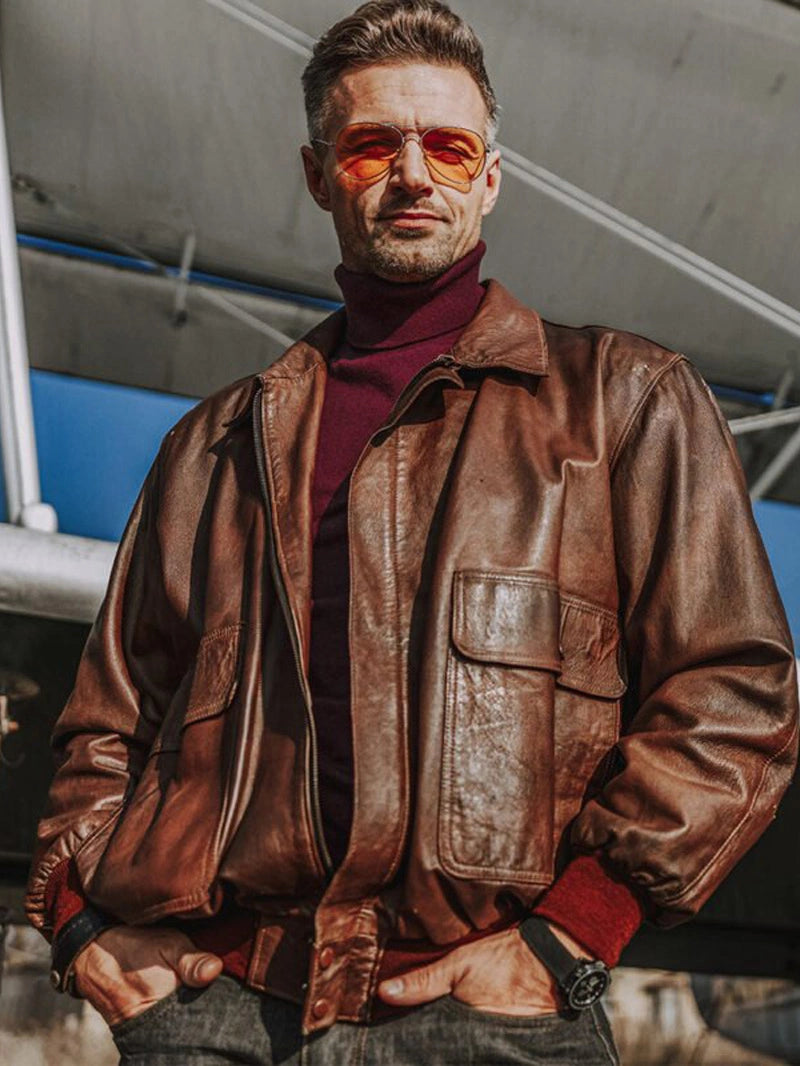Men’s Leather Bomber Jacket