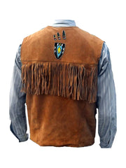 Mens Western Brown Fringe Leather Vest