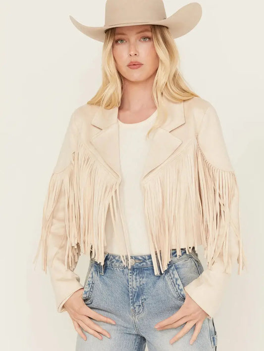 Saints & Hearts Women’s Suede Cropped Fringe Jacket