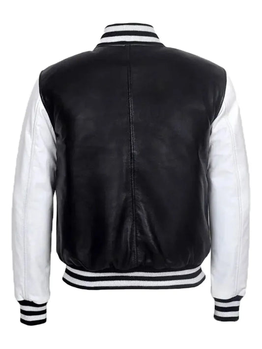 Stylish College DJ Leather Jacket for Black & White Baseball Varsity