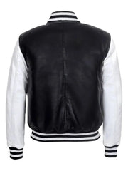 Stylish College DJ Leather Jacket for Black & White Baseball Varsity