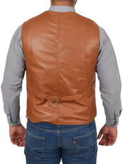 Traditional Waistcoat Petrelli Tan Mens Leather
