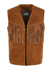 1879 Vintage Tan Suede Fringe Leather Vest