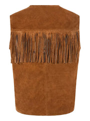 1879 Vintage Tan Suede Fringe Leather Vest
