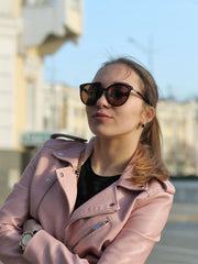 Women Biker Light Pink Leather Jacket