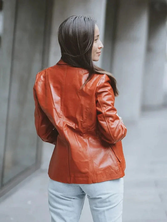 Women’s Brown Leather Blazer