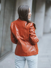 Women’s Brown Leather Blazer