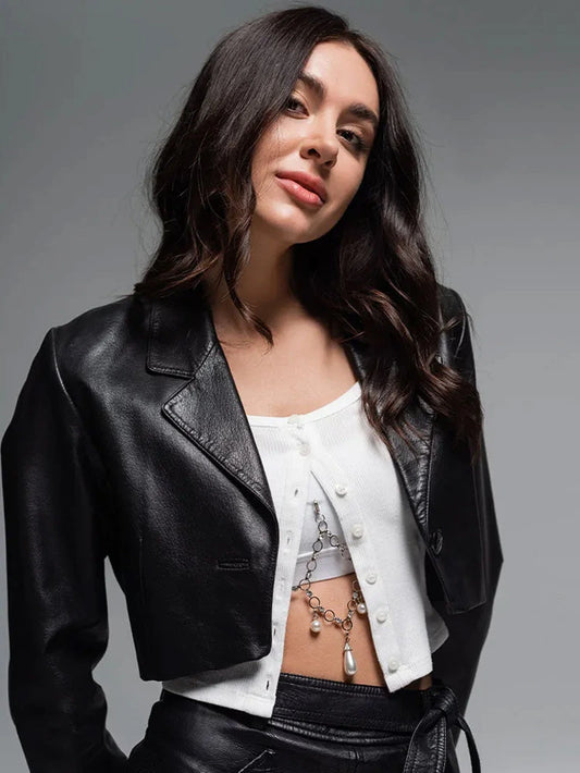 Women’s Cropped Leather Blazer