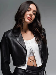 Women’s Cropped Leather Blazer