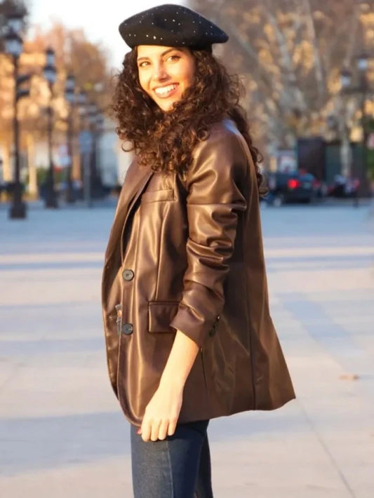 Women’s Leather Blazer Coat