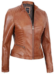 Womens Tan Lambskin Leather Jacket