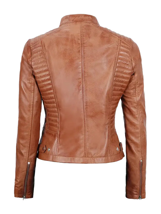 Womens Tan Lambskin Leather Jacket